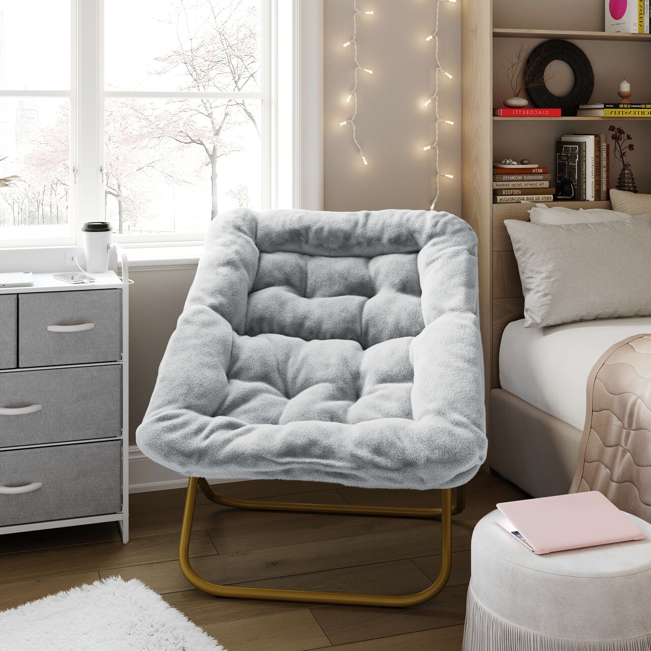 Emma and Oliver Aisling Oversized Folding Saucer Chair for Dorm, Bedroom